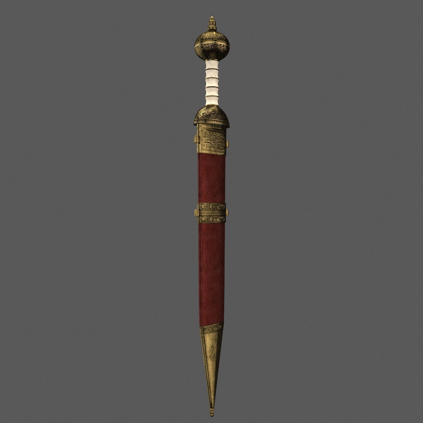 Roman sword with scabbard Low-poly 3D model_20
