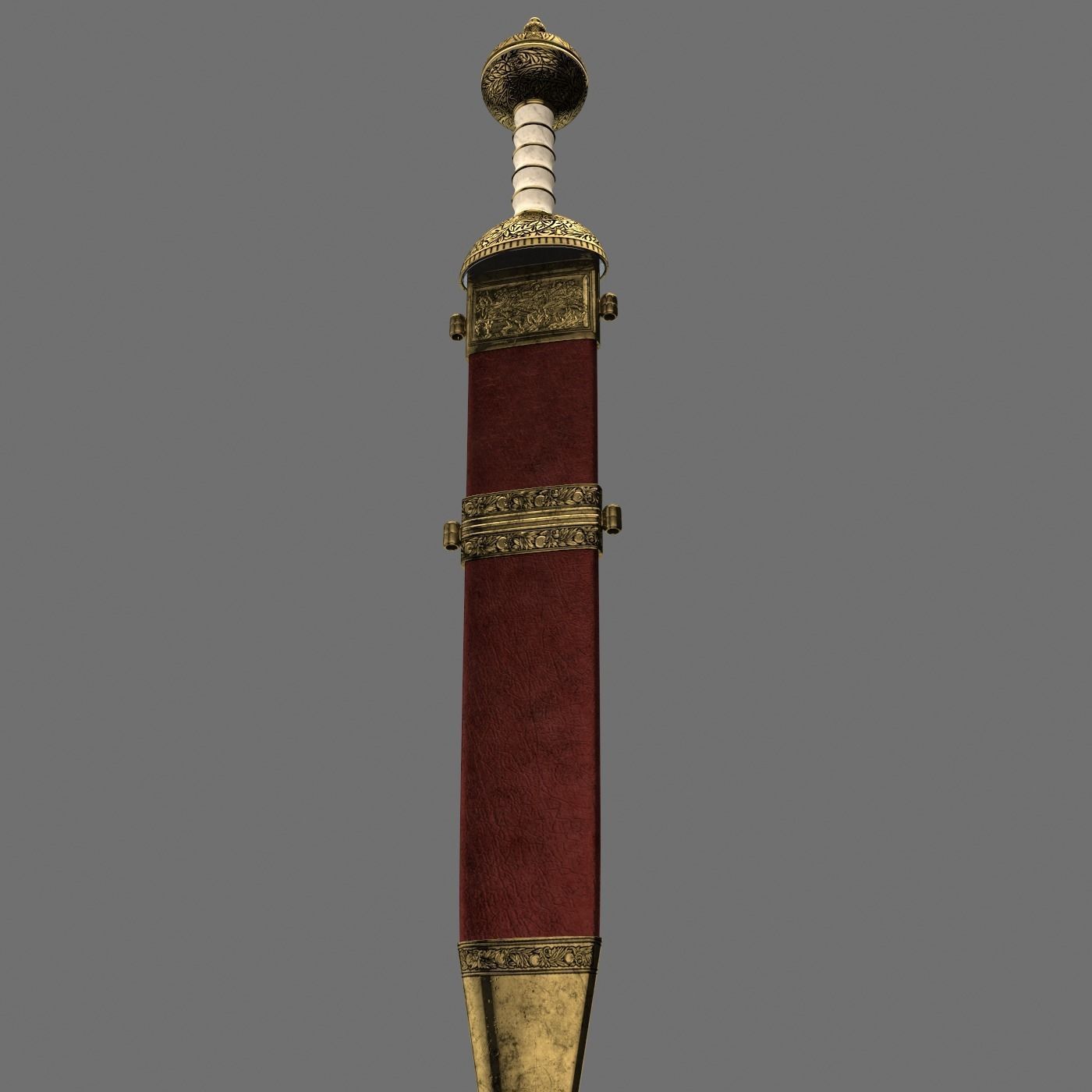 Roman sword with scabbard Low-poly 3D model_28