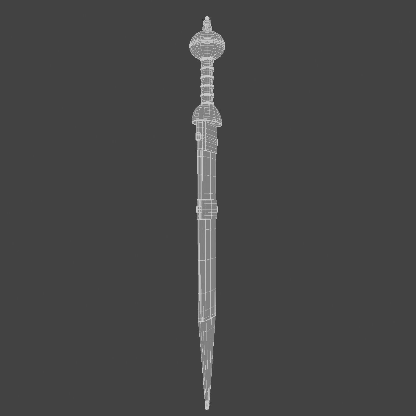 Roman sword with scabbard Low-poly 3D model_32