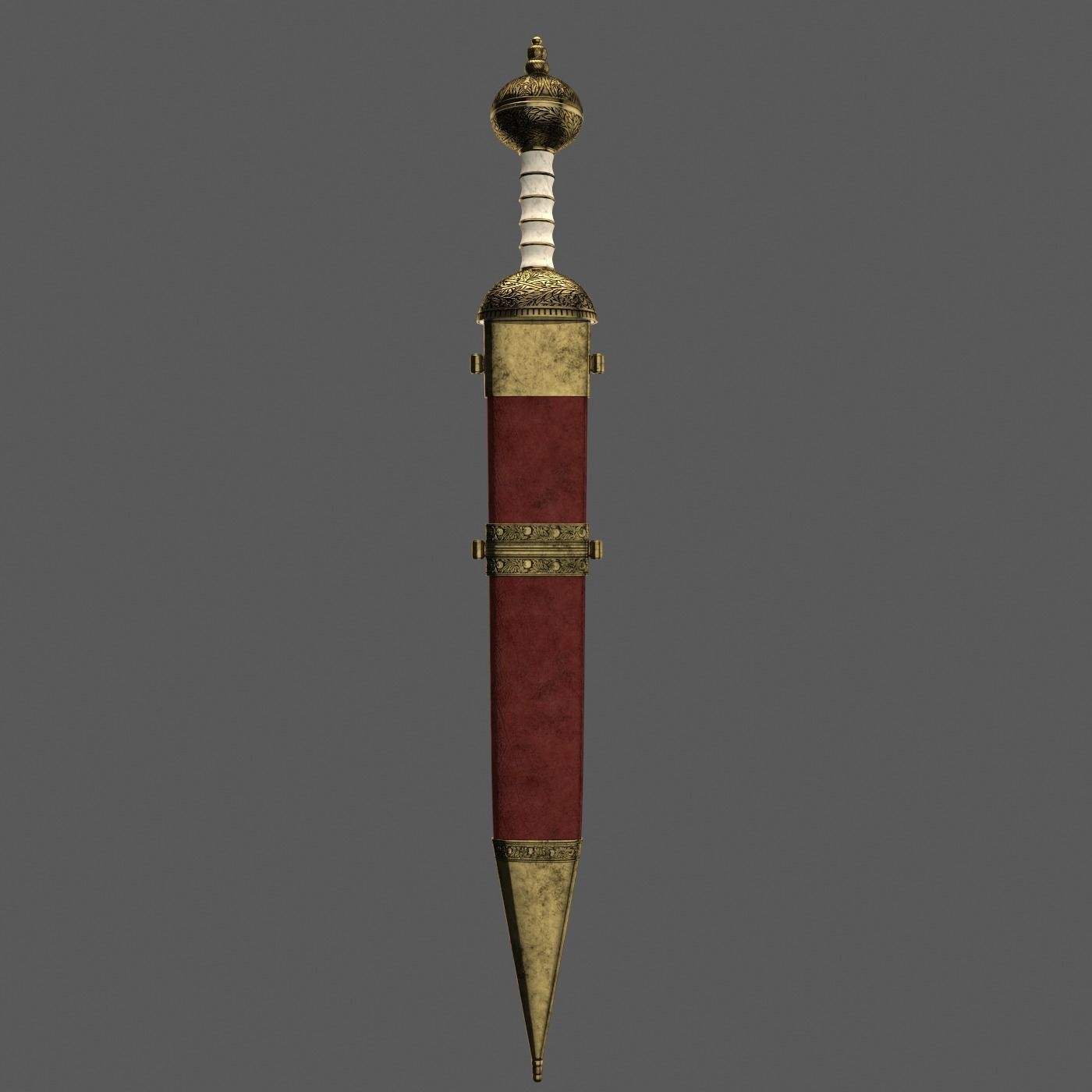 Roman sword with scabbard Low-poly 3D model_14