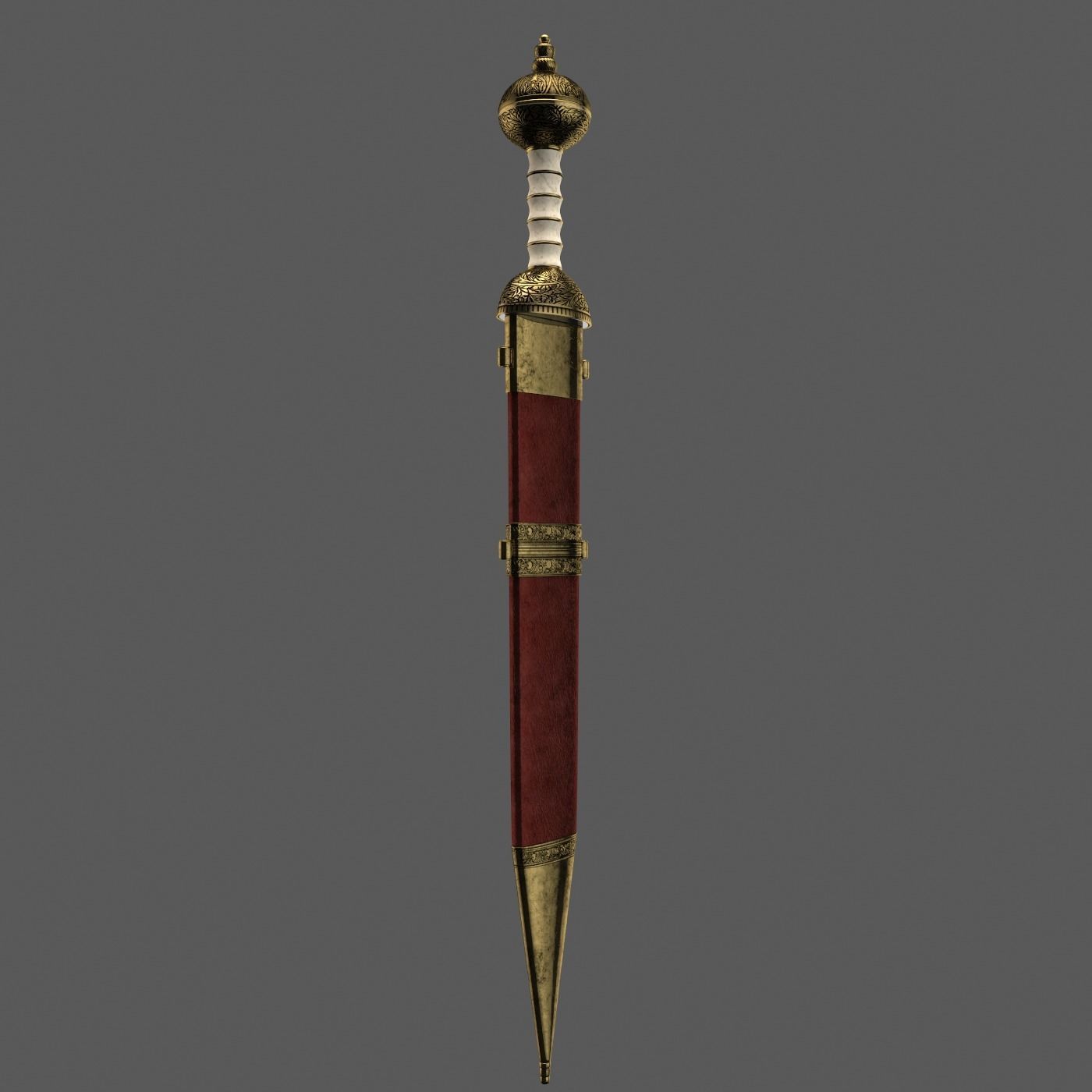 Roman sword with scabbard Low-poly 3D model_10