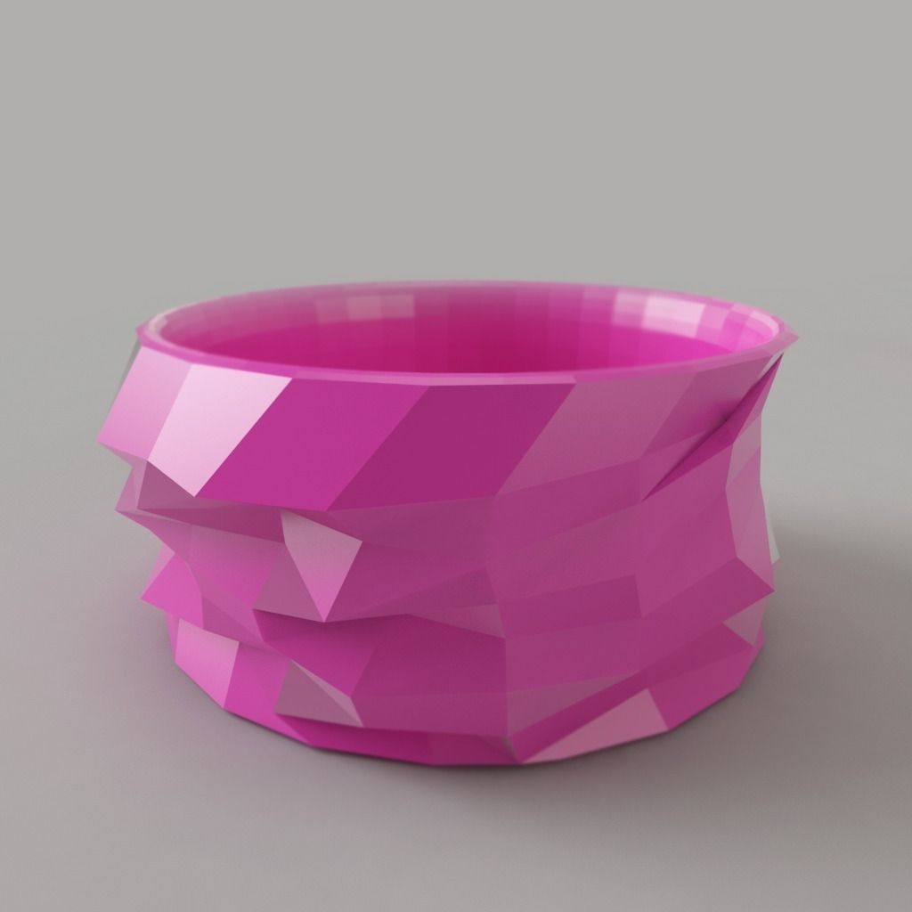 Bangle LowPoly polygonal bowl 3D print model_0