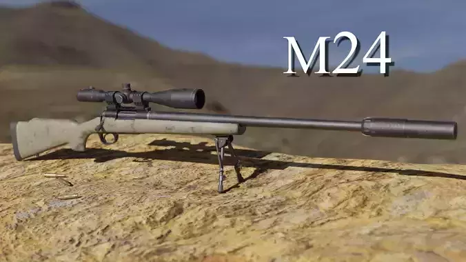 M24 Sniper Rifle PBR Low-poly 3D model