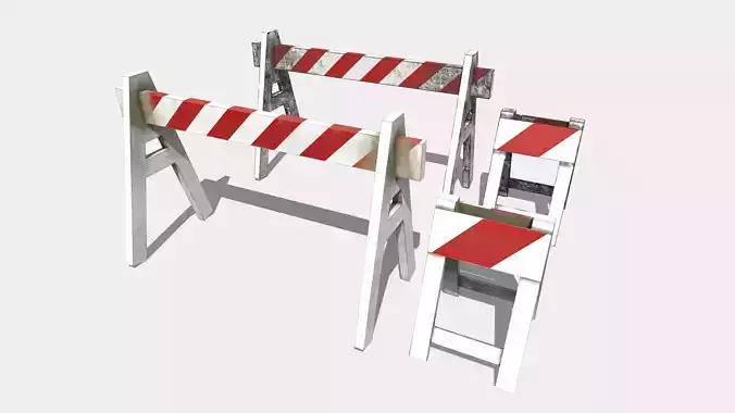 Road Barriers Low-poly 3D model