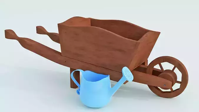 Watering Can and Wheelbarrow Wooden