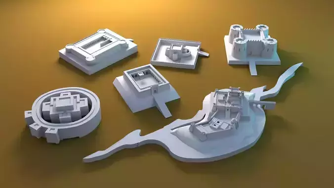 6 castles set of plastic