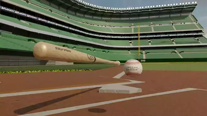 Baseball Field and Stadium Low-poly 3D model