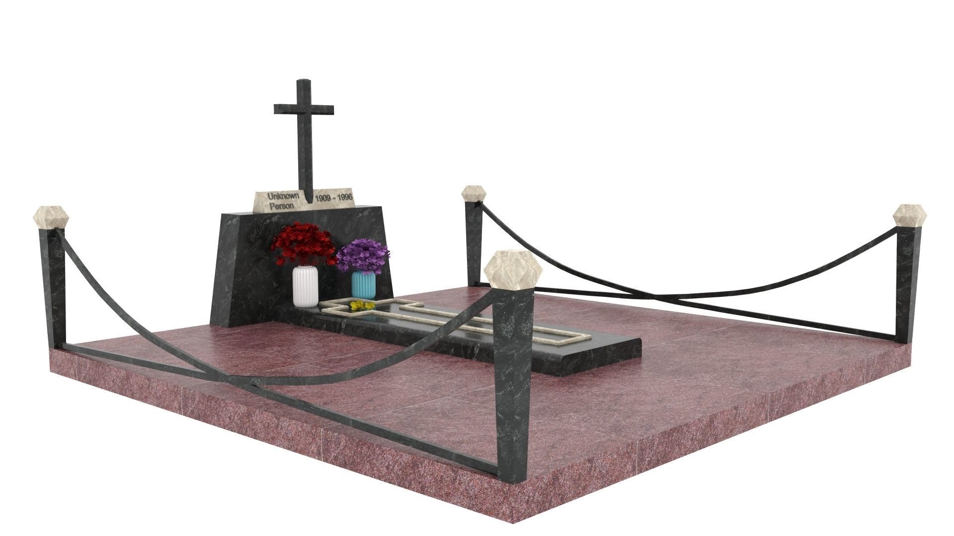 Grave with a cross 3D model_1