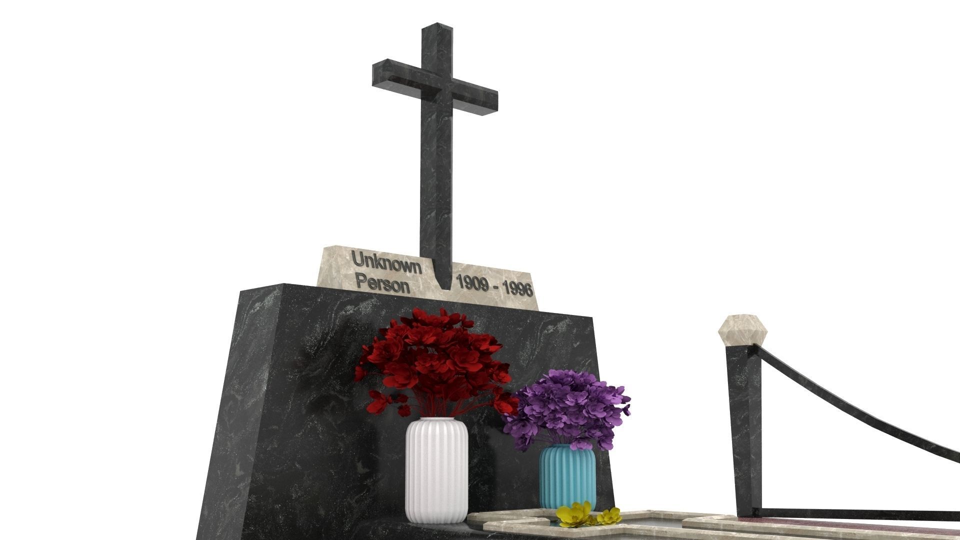 Grave with a cross 3D model_4