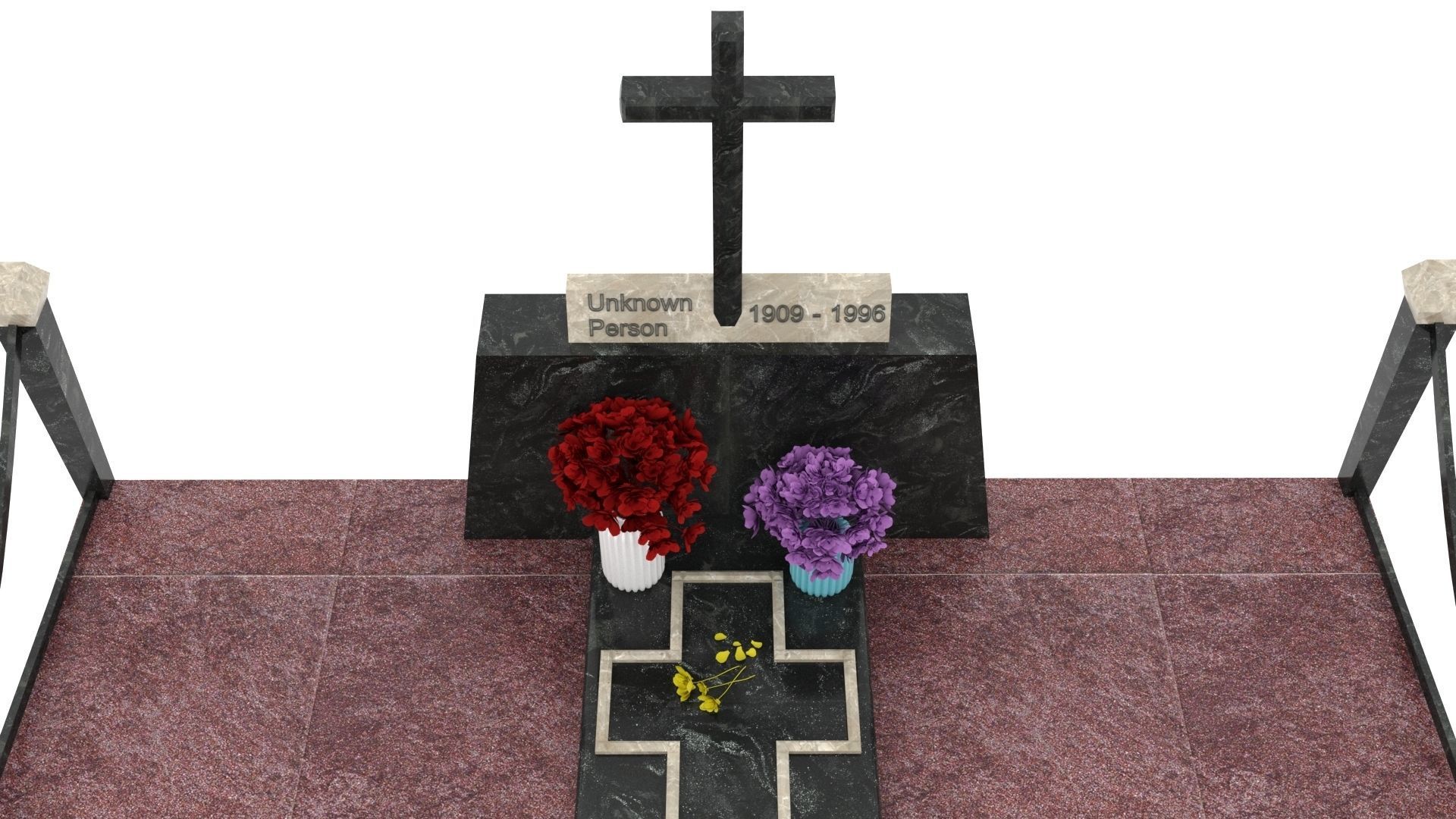 Grave with a cross 3D model_3