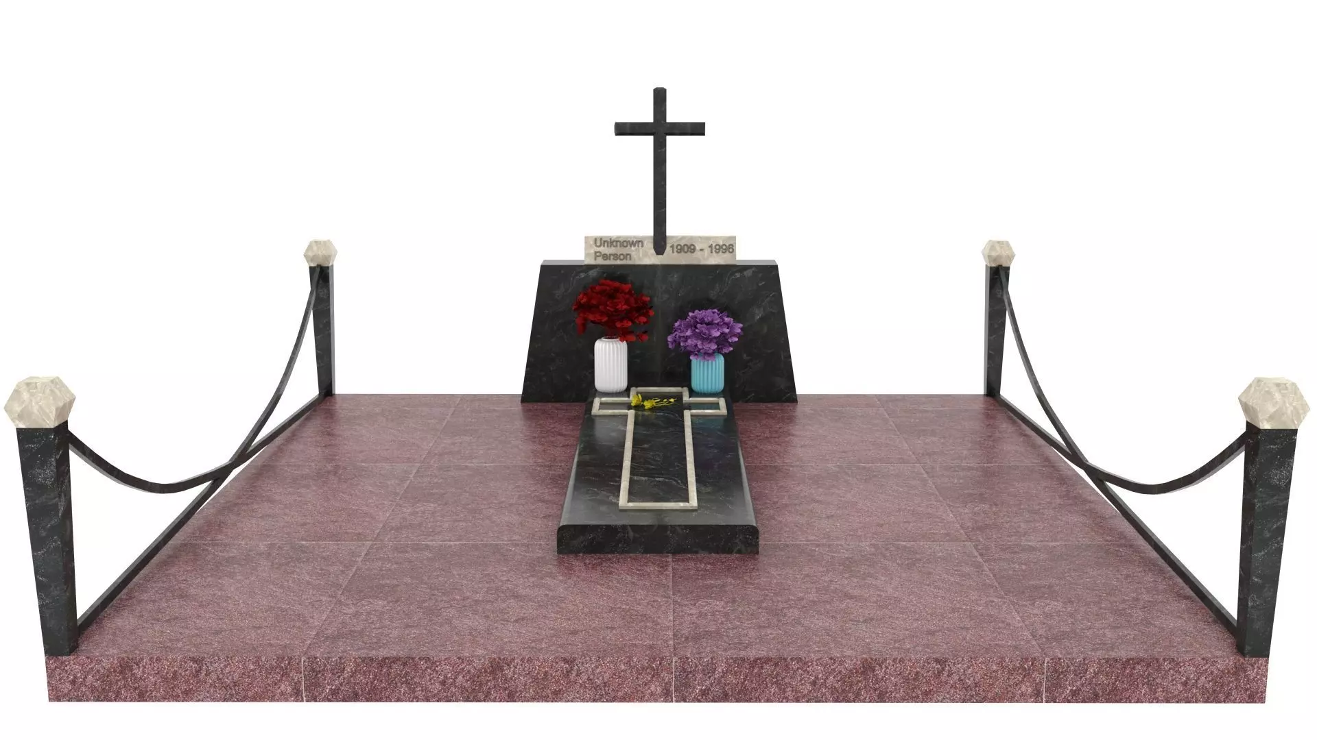 Grave with a cross 3D model_0