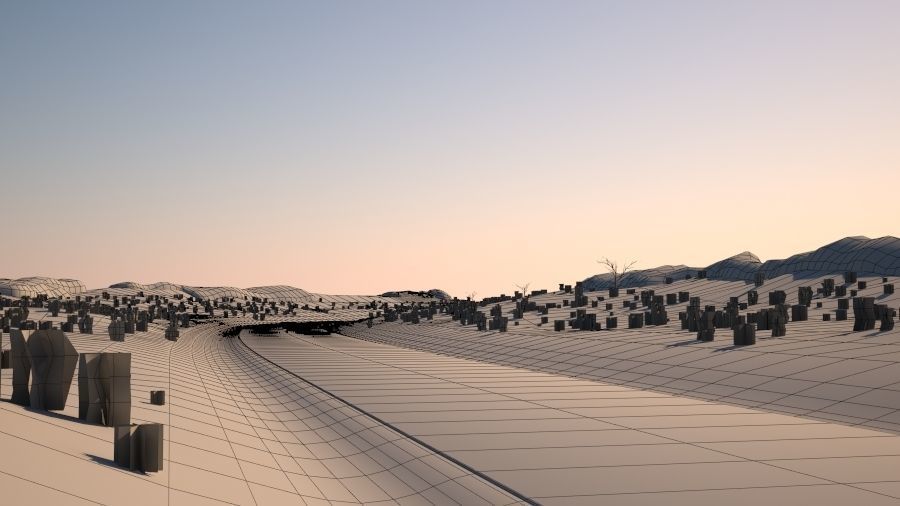 Tileable desert road 3D model_9