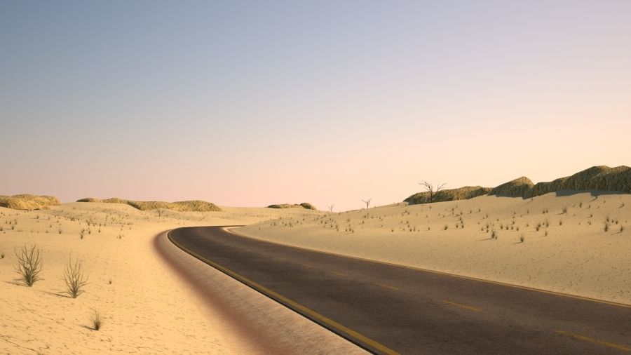 Tileable desert road 3D model_1