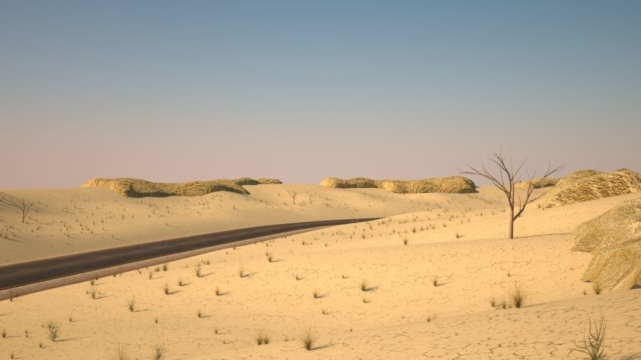 Tileable desert road 3D model_5
