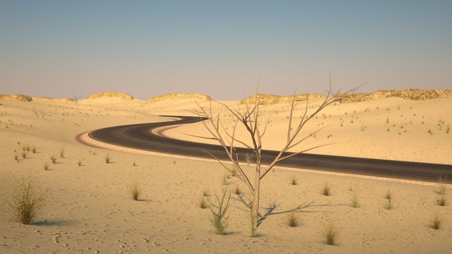 Tileable desert road 3D model_4