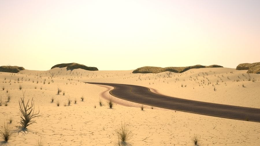 Tileable desert road 3D model_2