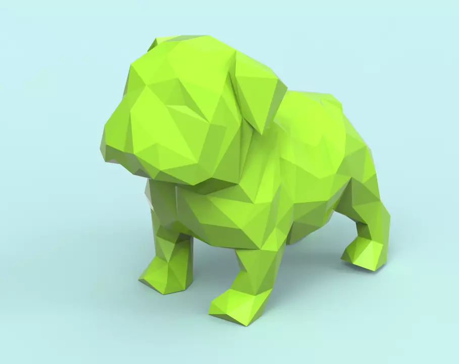 Low Poly Bulldog polygonal dog 3D print model_0