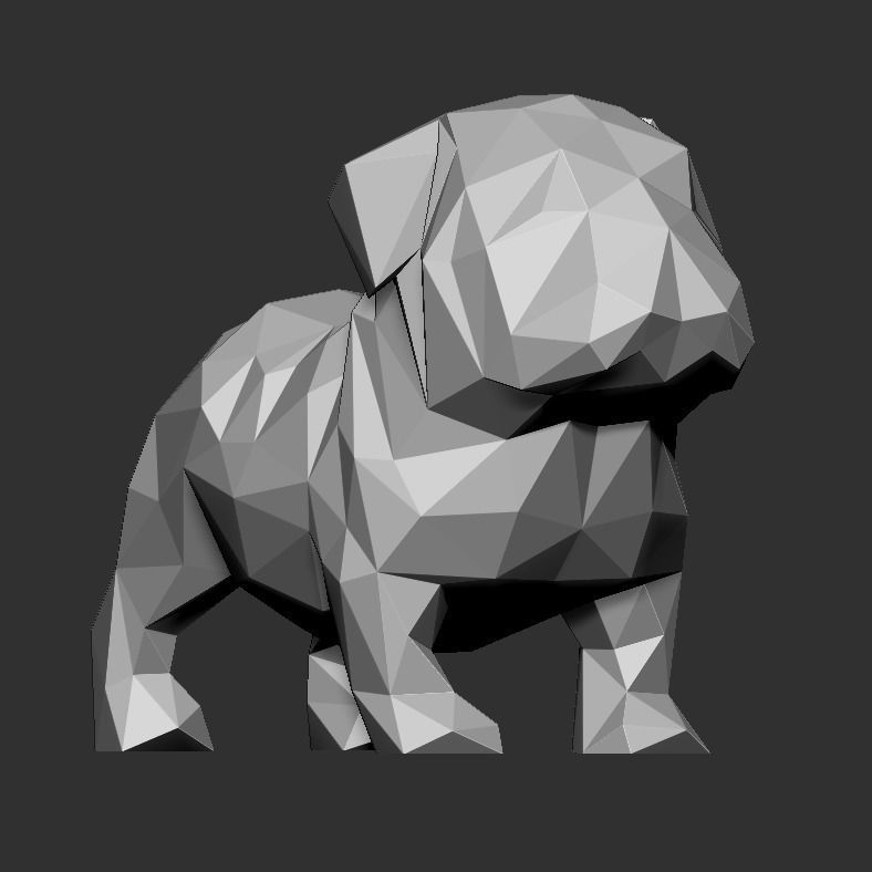 Low Poly Bulldog polygonal dog 3D print model_4