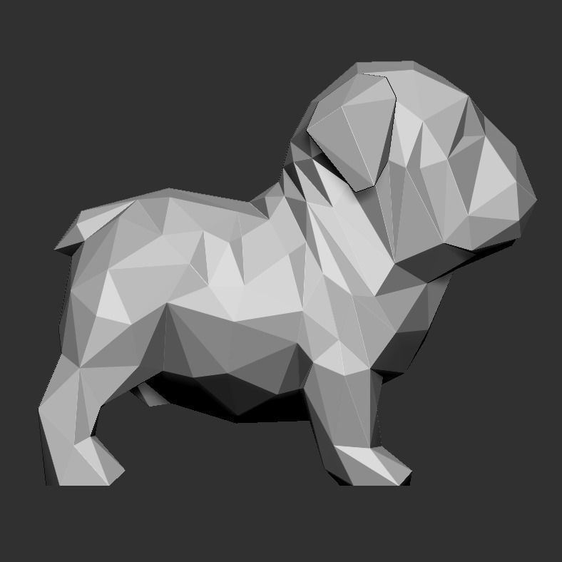 Low Poly Bulldog polygonal dog 3D print model_5