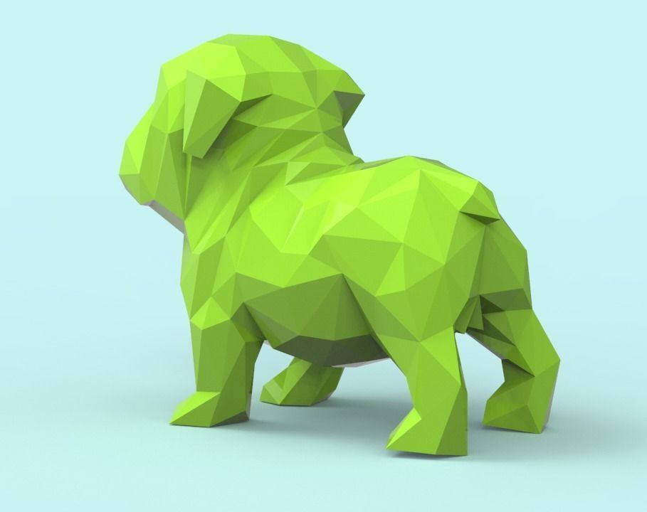 Low Poly Bulldog polygonal dog 3D print model_2