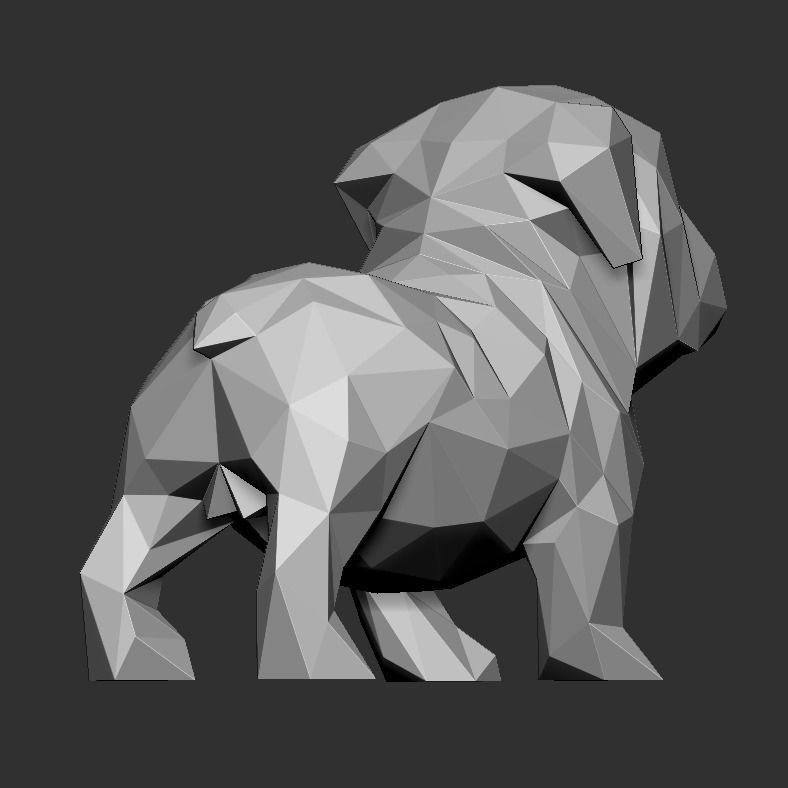 Low Poly Bulldog polygonal dog 3D print model_6