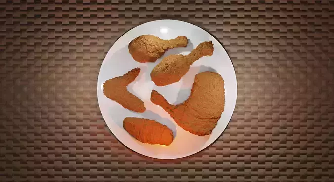 Fried chicken 5 pieces Free 3D model