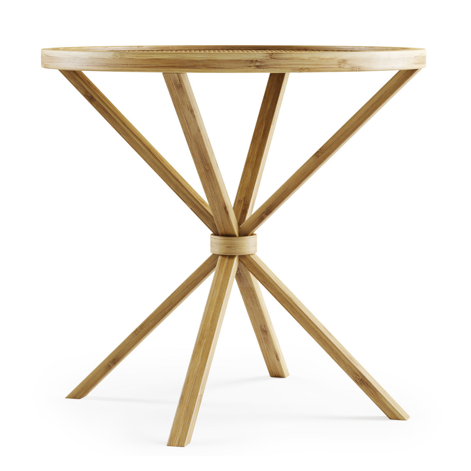 Wooden rattan coffee table  3D model_1