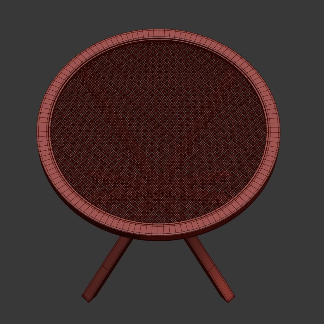 Wooden rattan coffee table  3D model_7