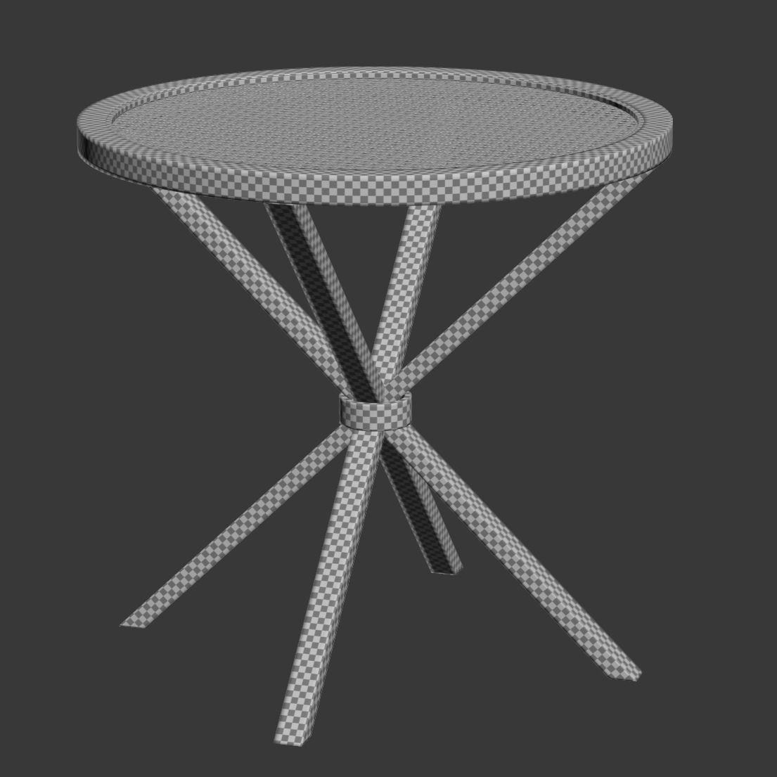 Wooden rattan coffee table  3D model_9