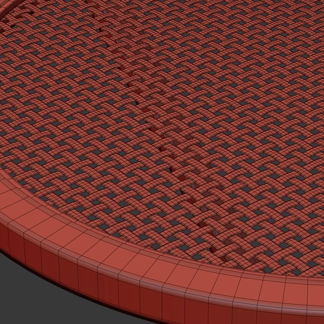 Wooden rattan coffee table  3D model_8