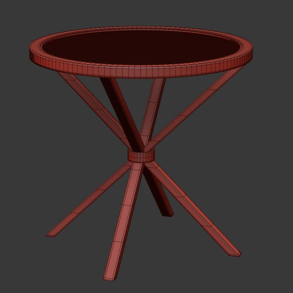 Wooden rattan coffee table  3D model_5