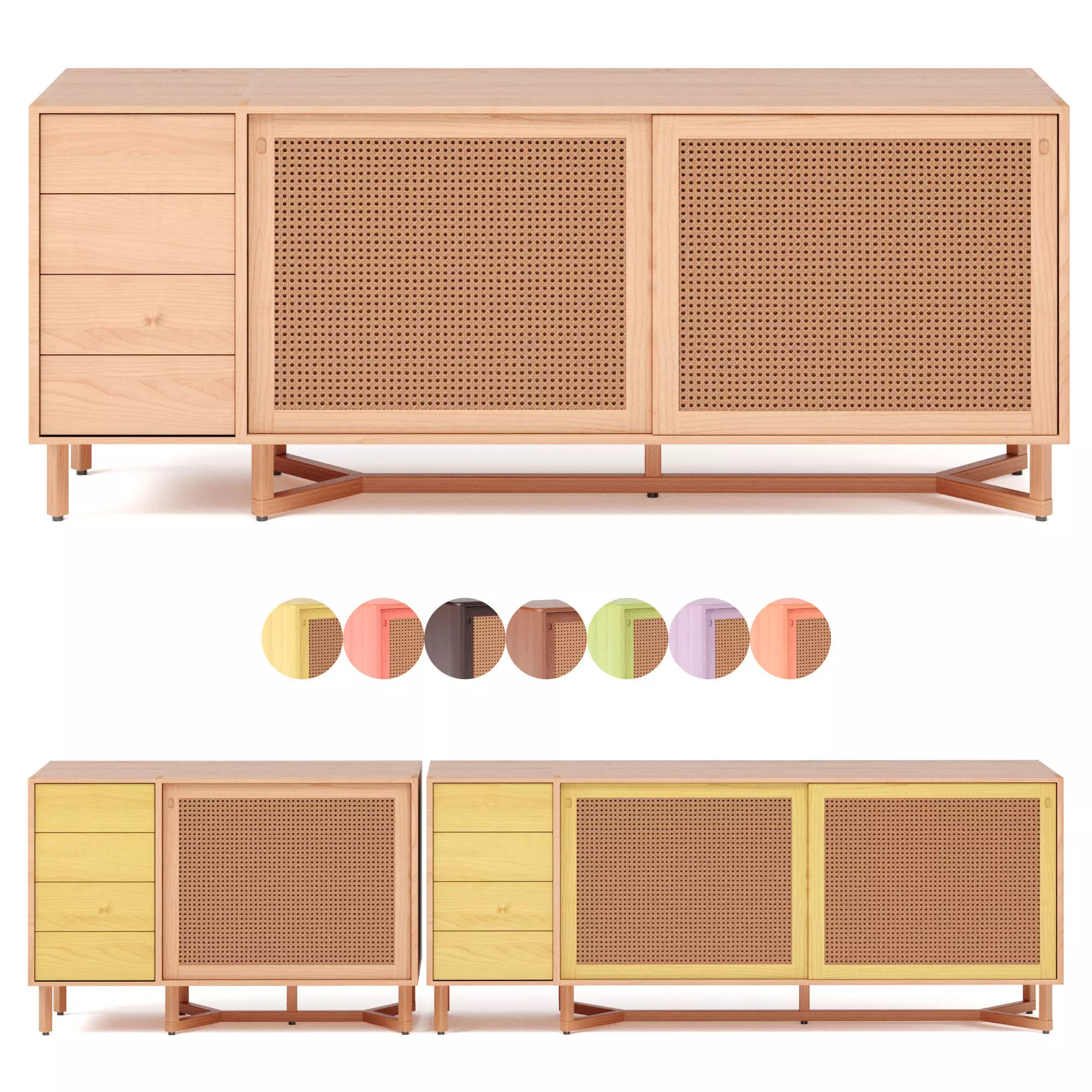 Sidebar-No3- sideboard with drawers By adjustable color 3D model