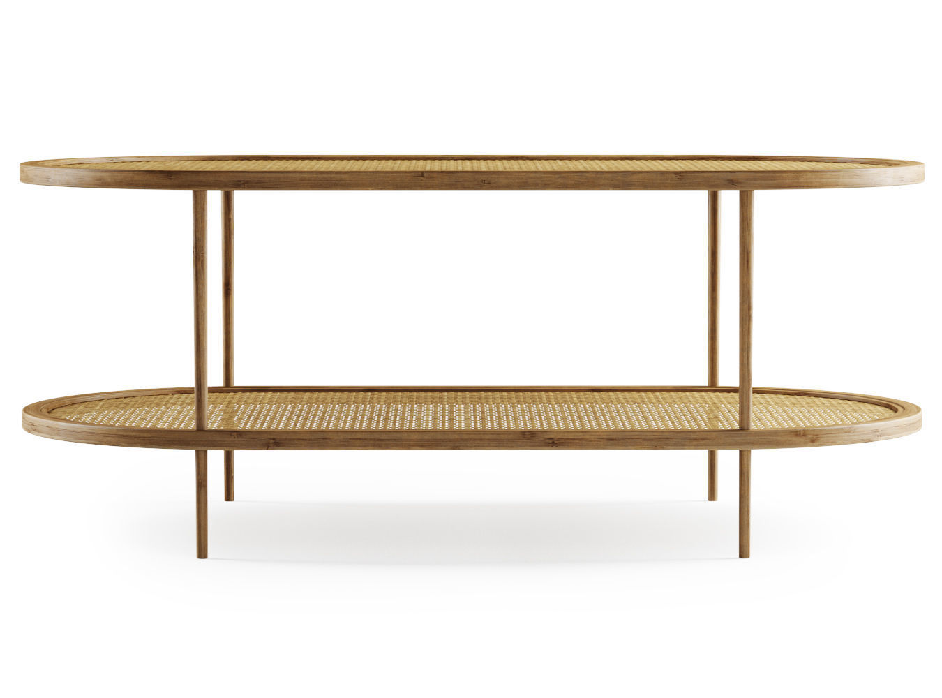 Large wooden rattan coffee table  3D model_1