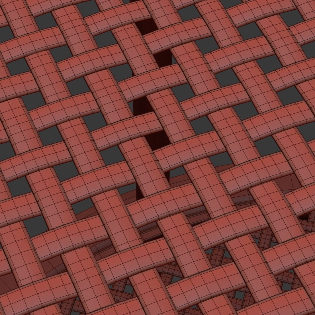 Double wooden rattan coffee table  3D model_6