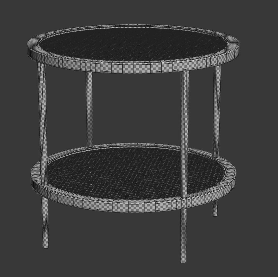 Double wooden rattan coffee table  3D model_7
