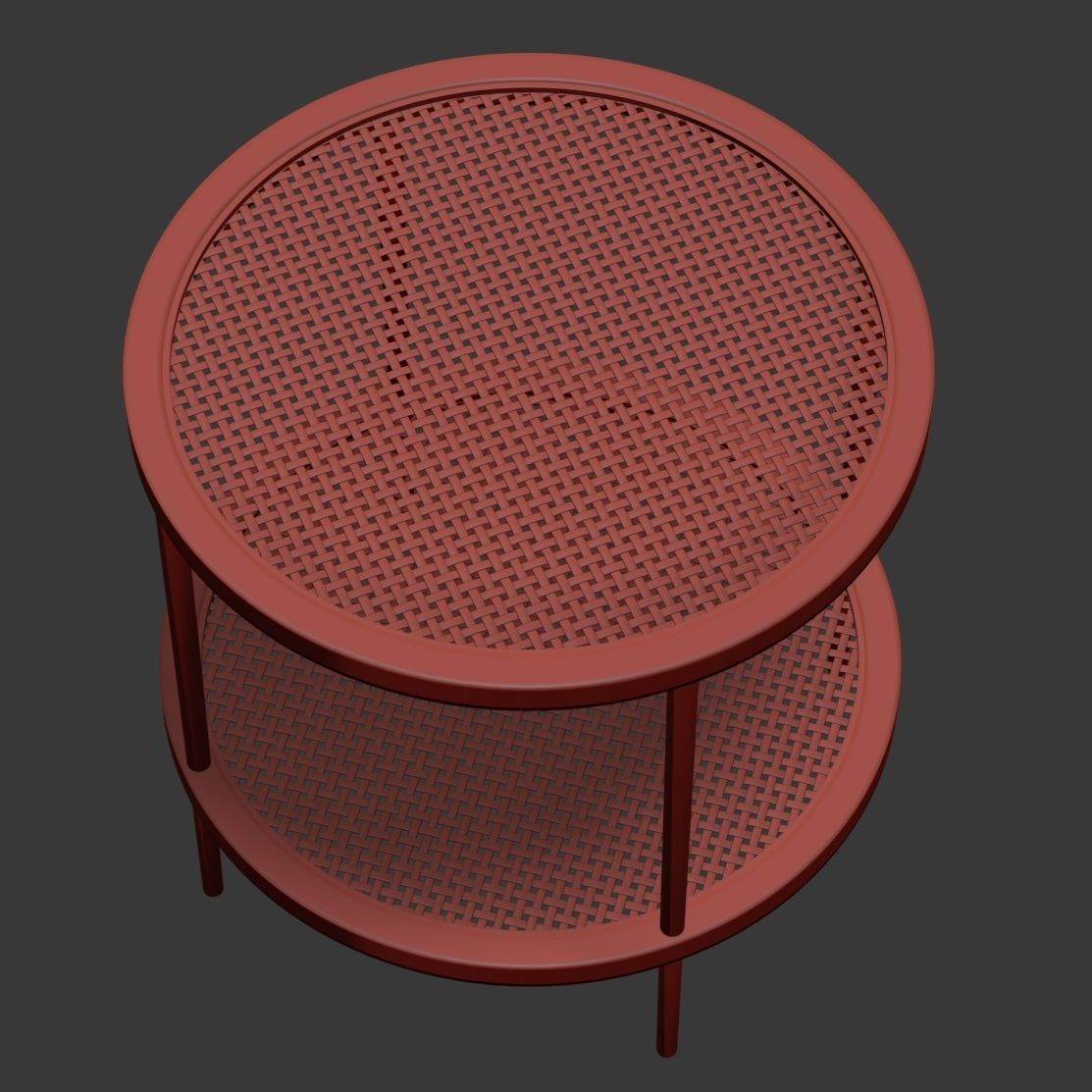 Double wooden rattan coffee table  3D model_4