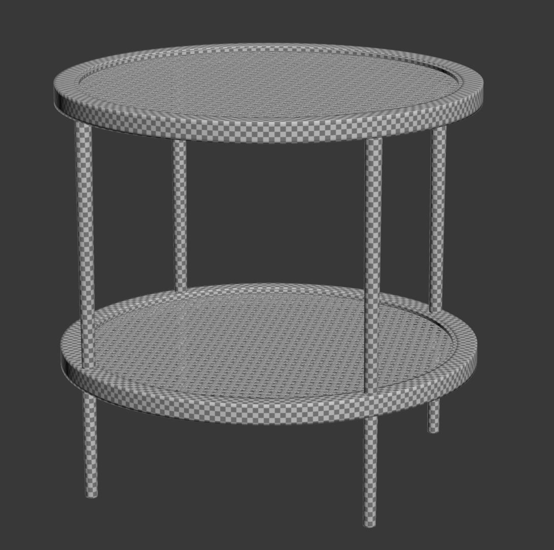 Double wooden rattan coffee table  3D model_8