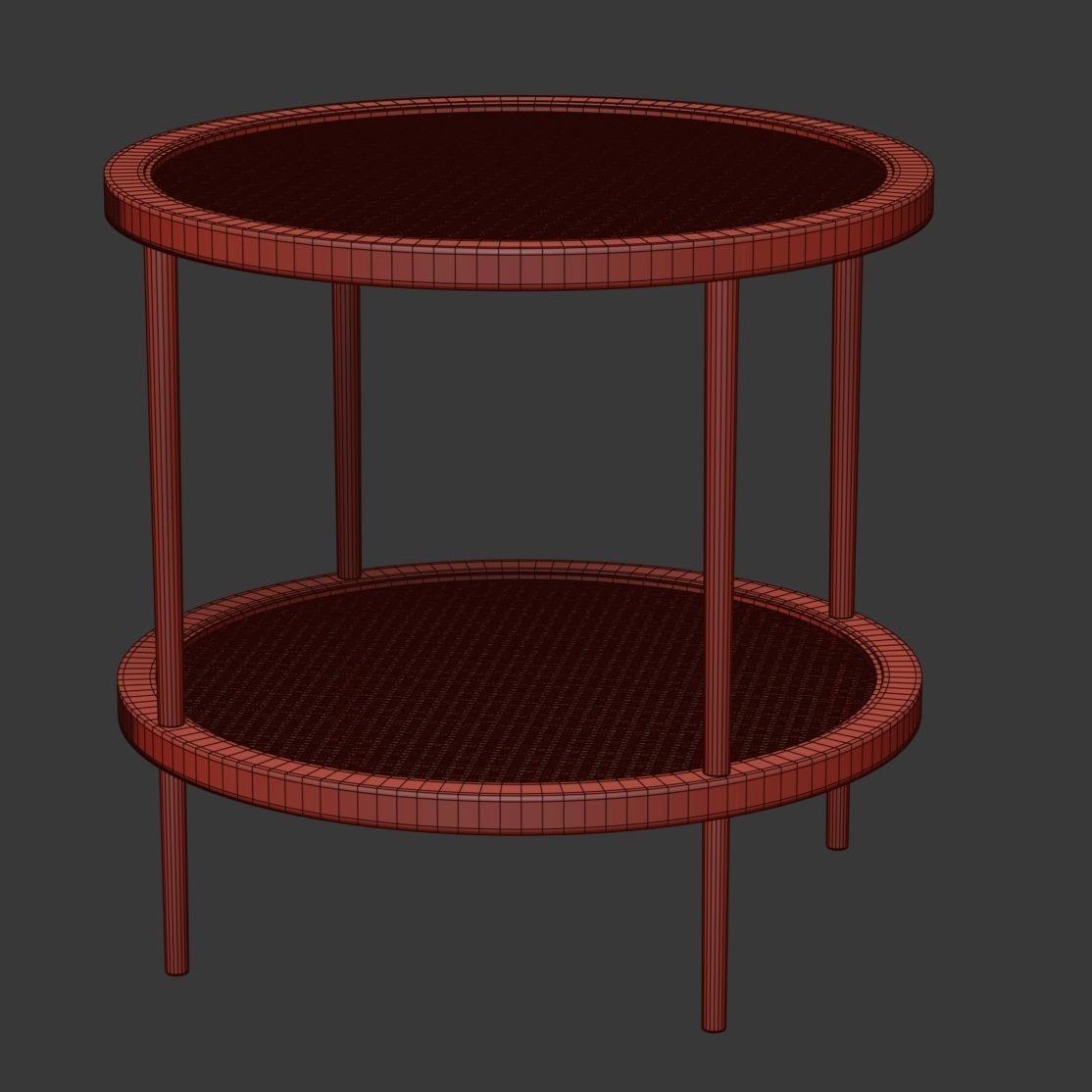 Double wooden rattan coffee table  3D model_5
