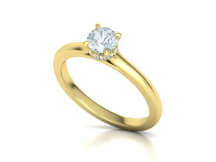 Classic Engagement ring Two Tone Half Carat Stone  3D print model_14