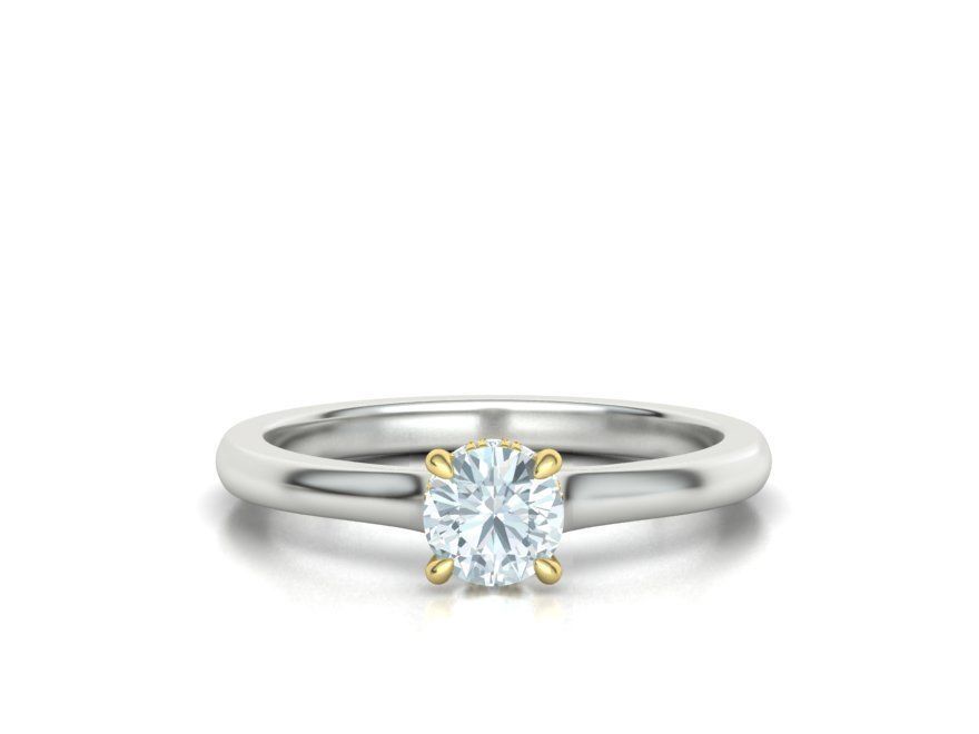 Classic Engagement ring Two Tone Half Carat Stone  3D print model_3