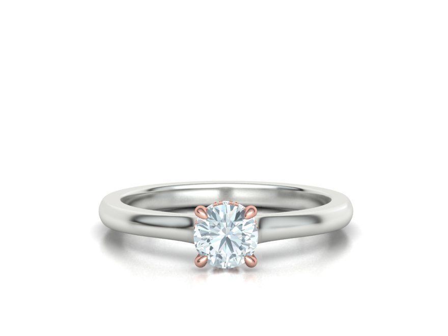 Classic Engagement ring Two Tone Half Carat Stone  3D print model_4