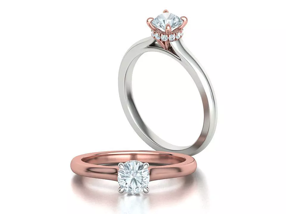 Classic Engagement ring Two Tone Half Carat Stone  3D print model_0