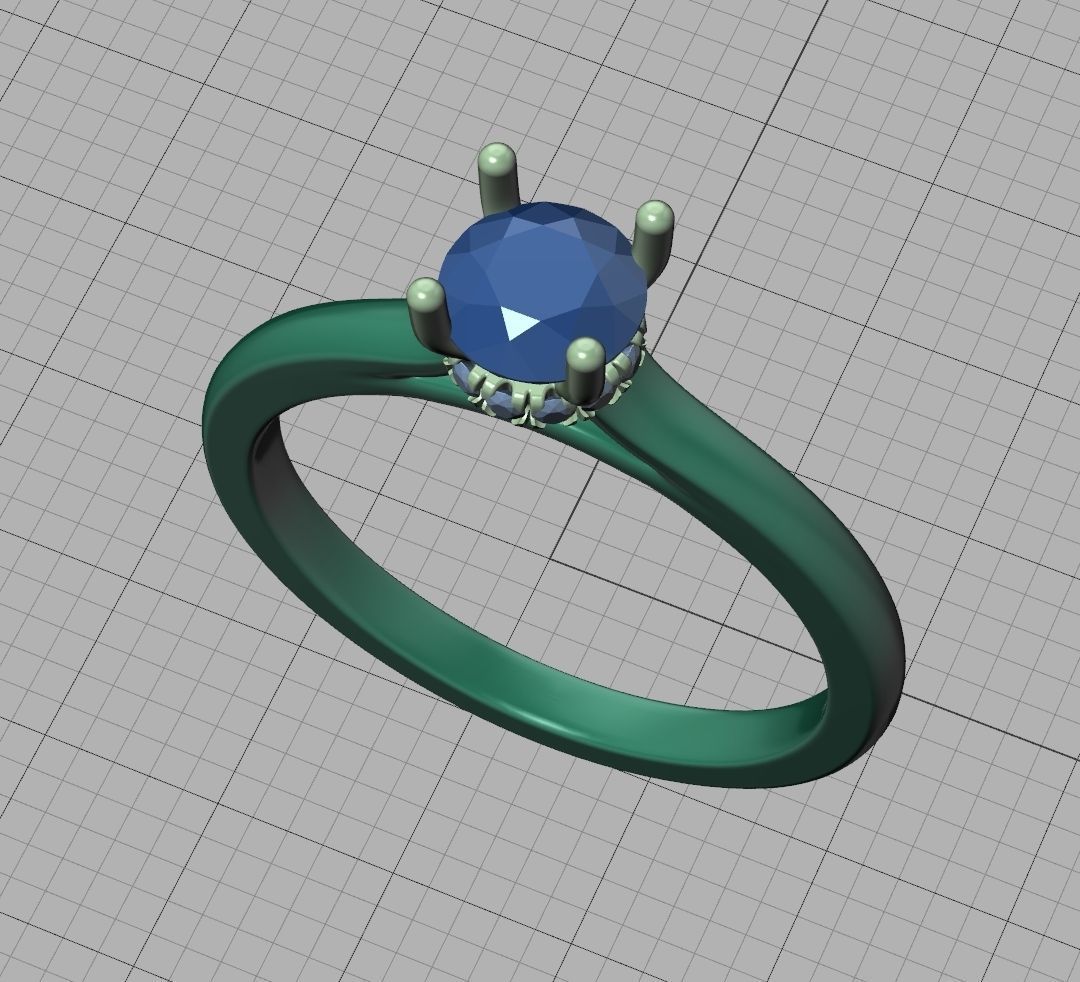 Classic Engagement ring Two Tone Half Carat Stone  3D print model_30