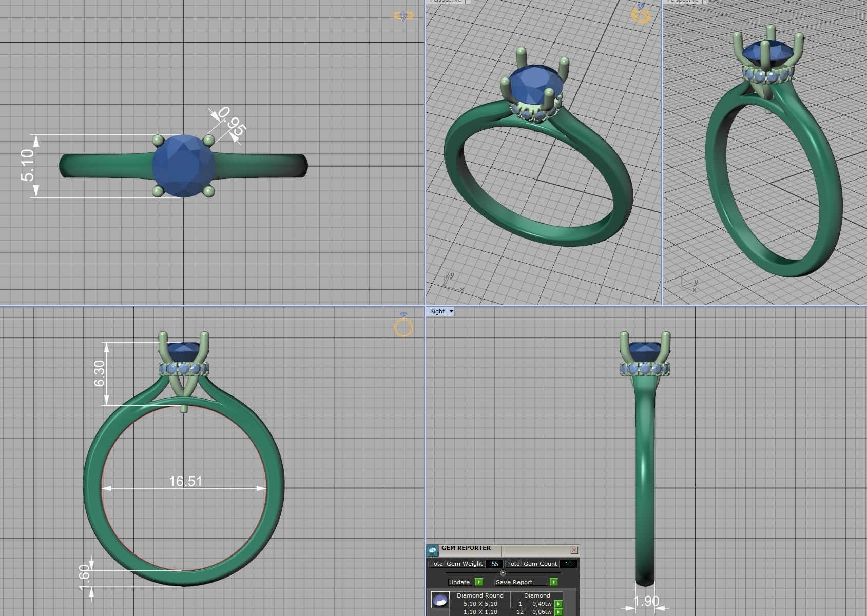 Classic Engagement ring Two Tone Half Carat Stone  3D print model_9