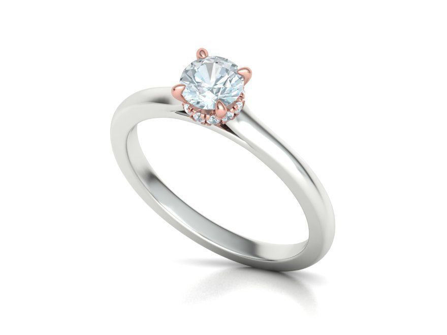 Classic Engagement ring Two Tone Half Carat Stone  3D print model_13