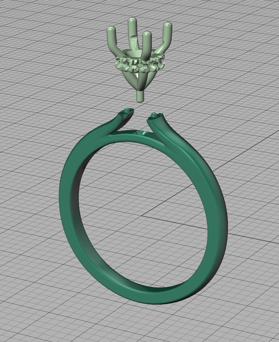 Classic Engagement ring Two Tone Half Carat Stone  3D print model_32