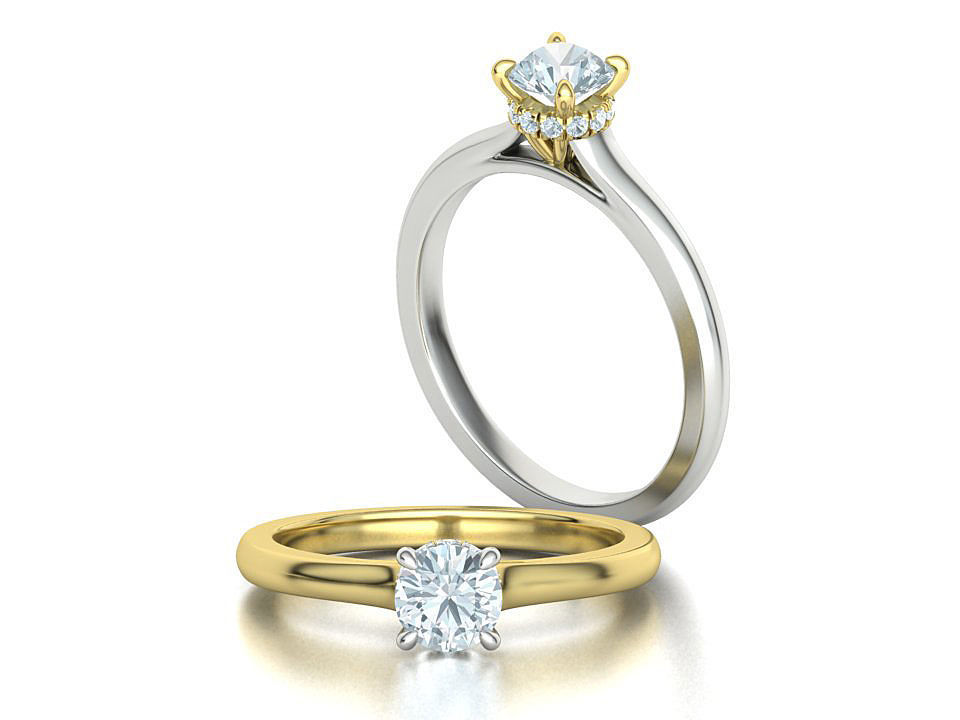 Classic Engagement ring Two Tone Half Carat Stone  3D print model_1