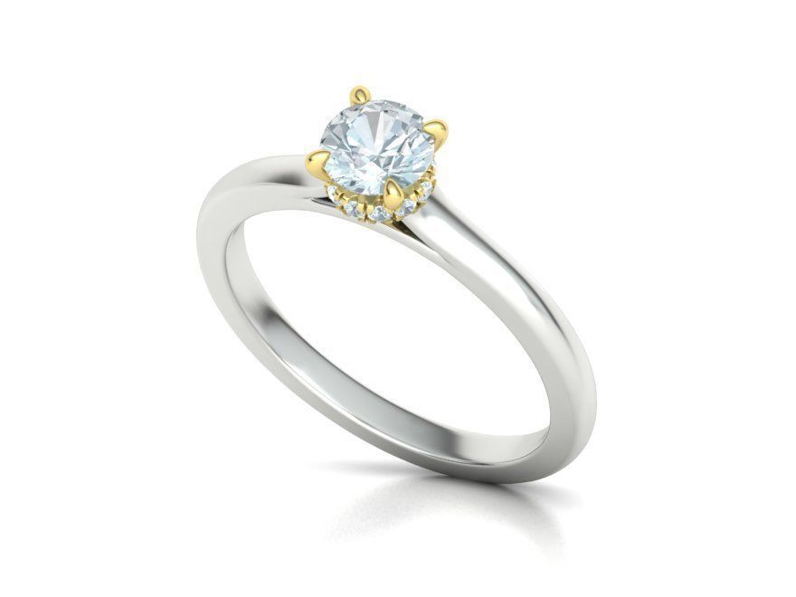 Classic Engagement ring Two Tone Half Carat Stone  3D print model_12
