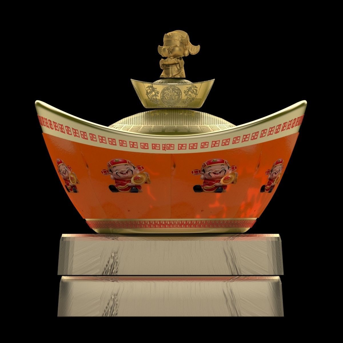 Chinese Gold Ingot 3D model_2