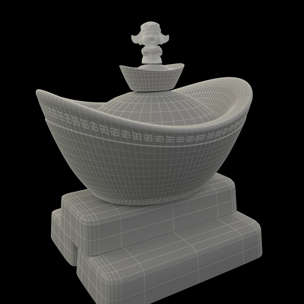 Chinese Gold Ingot 3D model_6